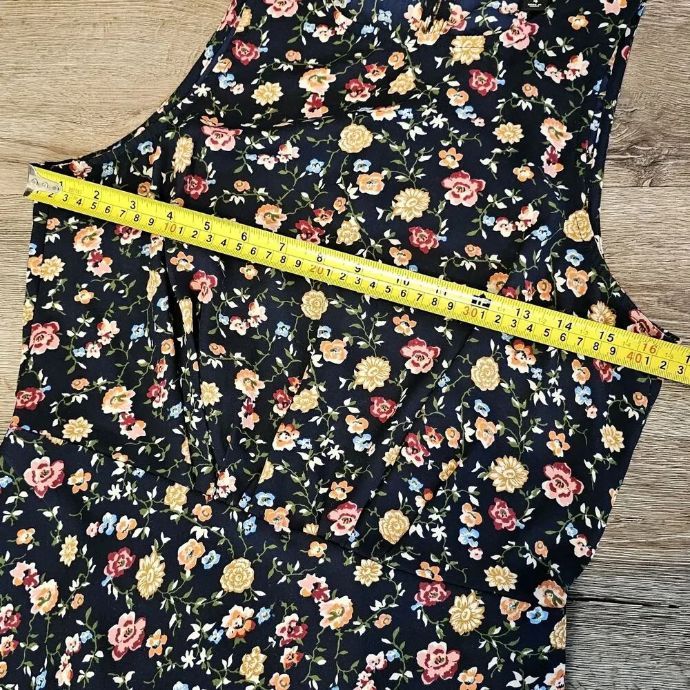 J.Crew Mercantile Navy Floral Dress Size 4 Sleeveless Fit n' Flare 90's grunge